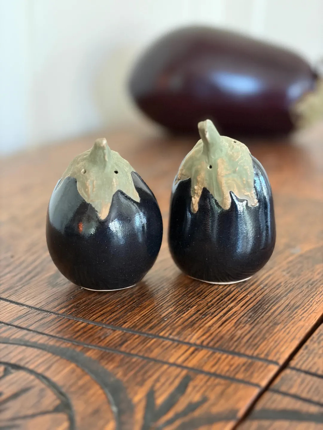 Vintage Patricia Garrett Great Impressions Eggplant Salt and Pepper Shakers Ceramic 1990s | Etsy (Global)