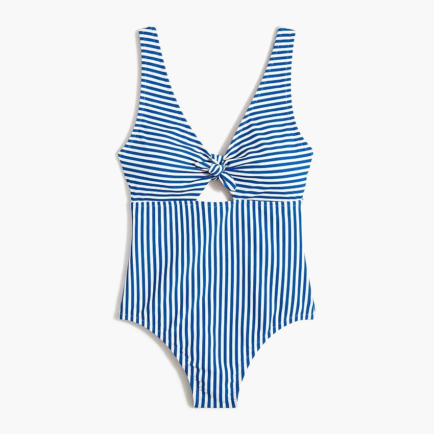 Striped one-piece cutout swimsuit with bow | J.Crew Factory