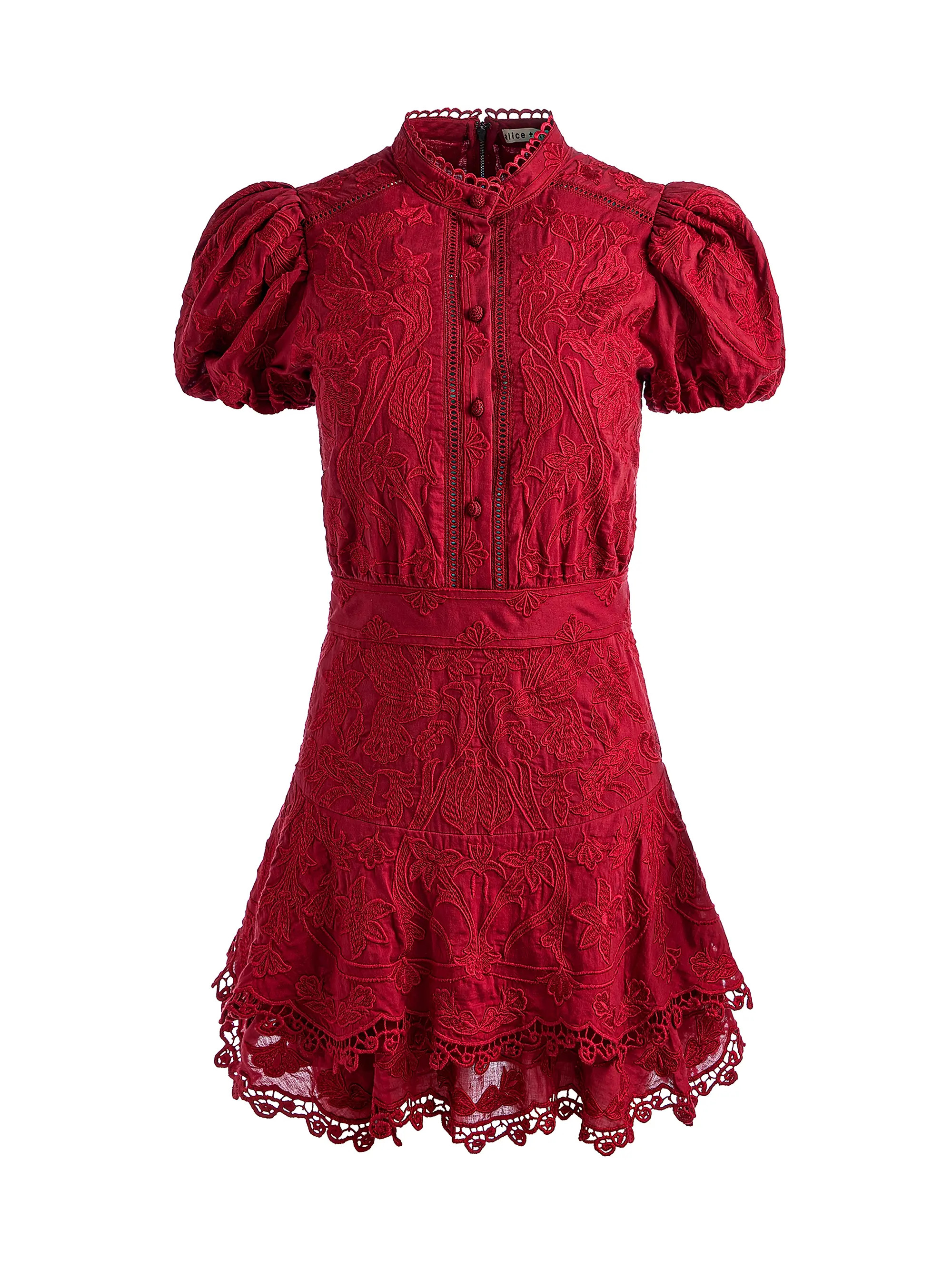 Alice + Olivia Loryn Embroidered Lace Minidress | Saks Fifth Avenue | Saks Fifth Avenue