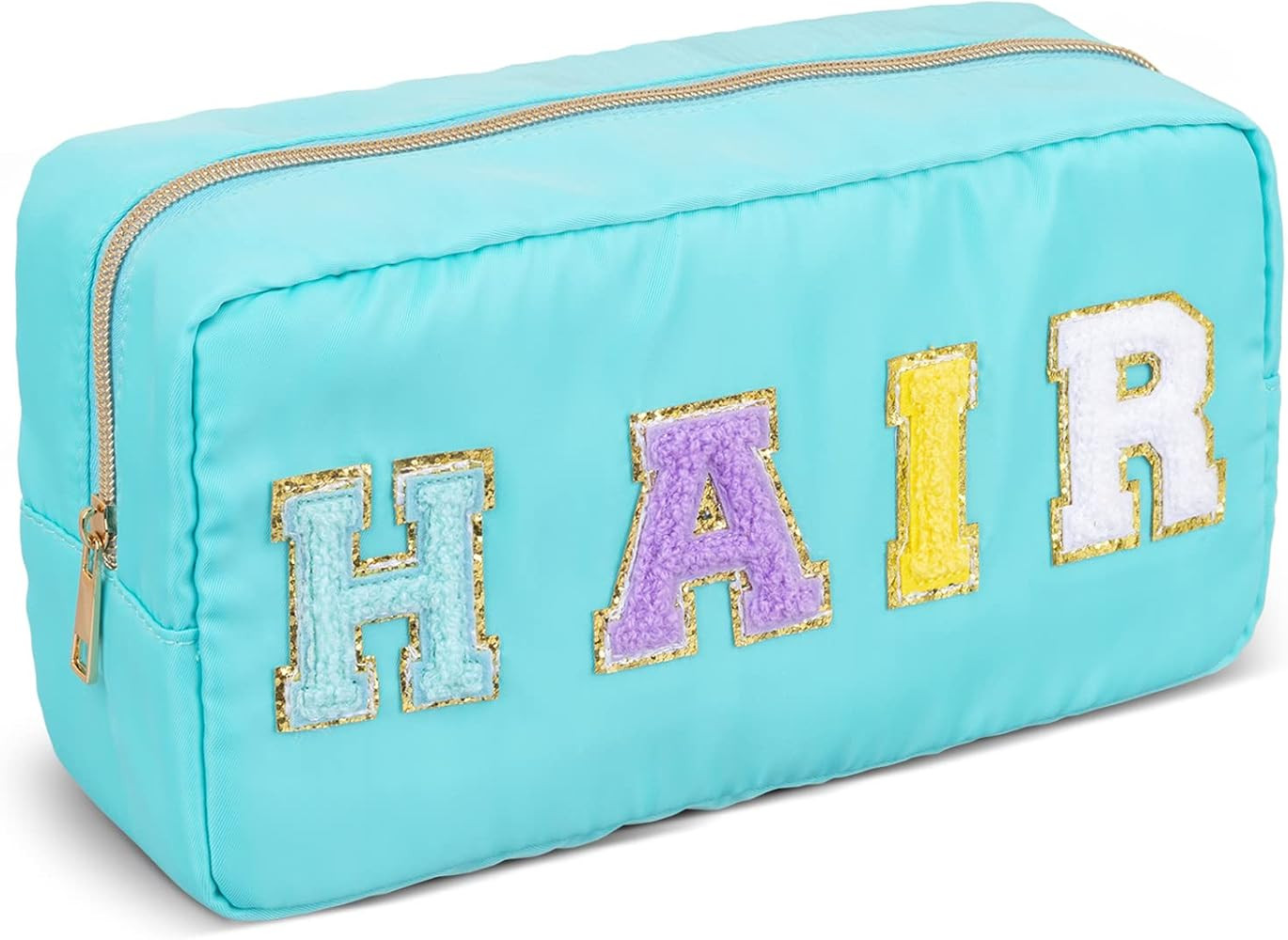Amazon.com: Nylon Cosmetic Bag Makeup Travel Chenille Letter Small, Waterproof Zipper Pouch, Mult... | Amazon (US)