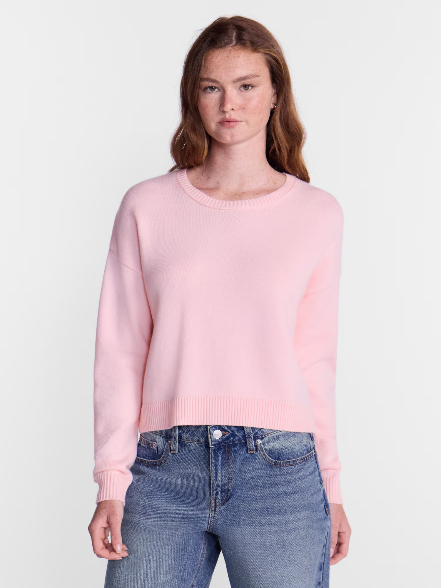 No Boundaries Essential Crewneck Sweater, Lightweight, Women's and Women's Plus XXS-4X | Walmart (US)