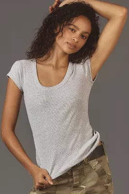 Pilcro Slim Scoop-Neck Tee | Anthropologie (US)