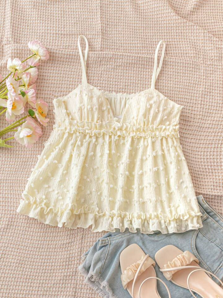 SHEIN WYWH WYWH Holiday Women Casual Seaside Beach White Polka Dots Floral Cutout Knitted Texture... | SHEIN