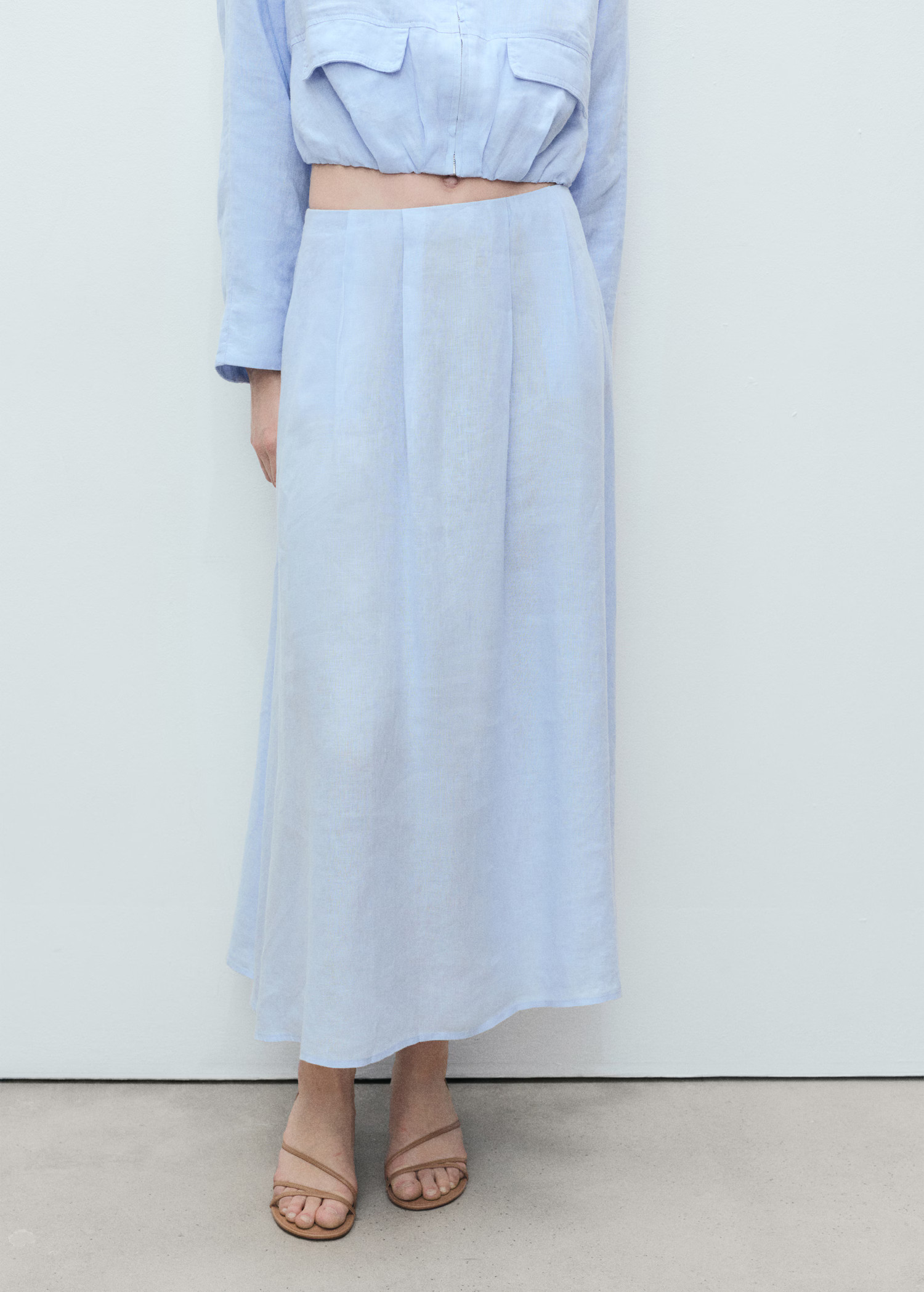Linen skirt with pleat detail - Women | MANGO USA | Mango (US/MX/AU)