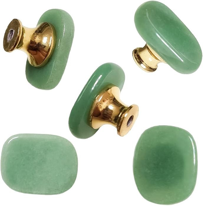 Set of 5 Green-Crystal-Stone-Knobs, Gemstone-Drawer-Pulls Green-Gems-Dresser-Cabinet-Handles Cupb... | Amazon (US)