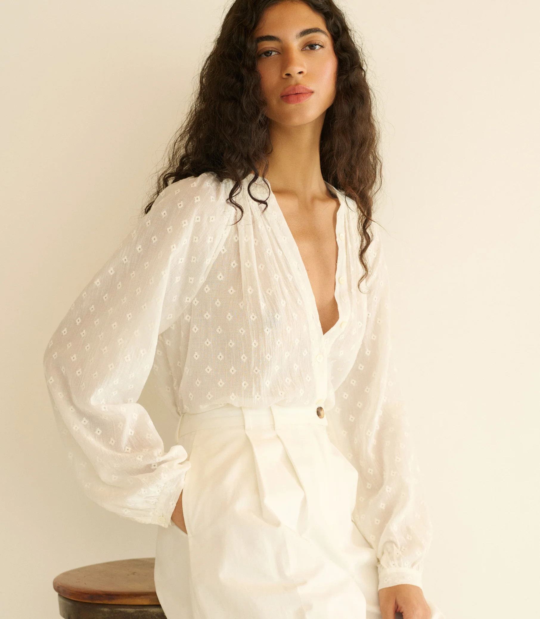 Julienne Top - Salt Marseille Embroidery | D\u00d4EN | DOEN