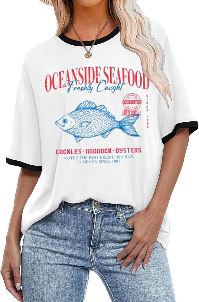 Binshre Womens Vintage Graphic Tee Oversized Ringer T Shirt Y2k Graphic Shirts Casual Summer Shor... | Amazon (US)