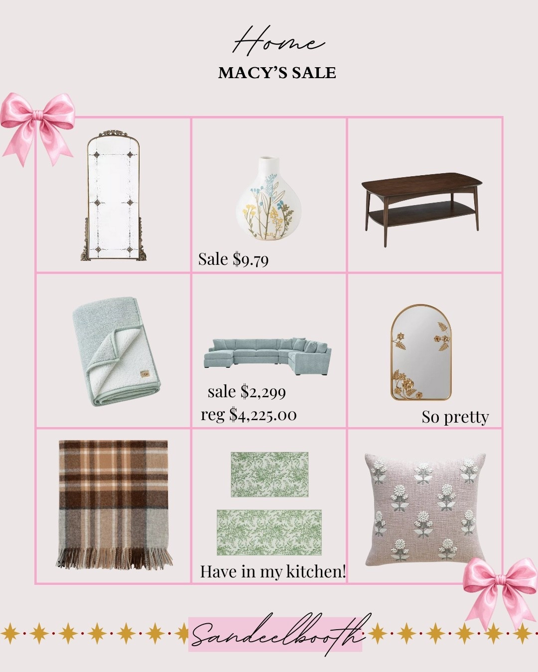 ✨ MACY’S HOME SALE DEALS YOU NEED TO SEE ✨
Rounding up my favorite Macy’s home finds on sale — décor, furniture, rugs, pillows, mirrors & blankets that give that cozy, cottage-meets-chic look for way less. So many pieces are majorly marked down (some over 50% off!) and perfect for refreshing your living room, entryway, bedroom, or kitchen.

These bestselling picks include:
🪞 vintage-inspired wall mirrors
🛋️ stylish sectionals & coffee tables
🧺 luxe throw blankets & pillows
🌿 botanical rugs & runners (I have these!)
🌼 pretty vases & accent décor

If you’ve been wanting affordable home updates with high-end vibes, this Macy’s sale is SO good — tons of pieces look Anthropologie-adjacent without the price tag. 🤝

Tap to shop all my Macy’s sale favorites before prices go back up!

#MacysSale #HomeDecorSale #MacysFinds #CozyHomeStyle #ColorfulHomeDecor #HomeDecorFavorites #HomeDeals #LTKHome #SandeelBoothStyle


#LTKFindsUnder100 #LTKmomlife #LTKSaleAlert