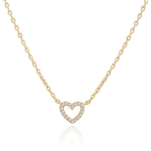 PAVOI 14K Yellow Gold Plated Cubic Zirconia Heart Necklace | Layered Necklaces | White Gold Neckl... | Amazon (CA)