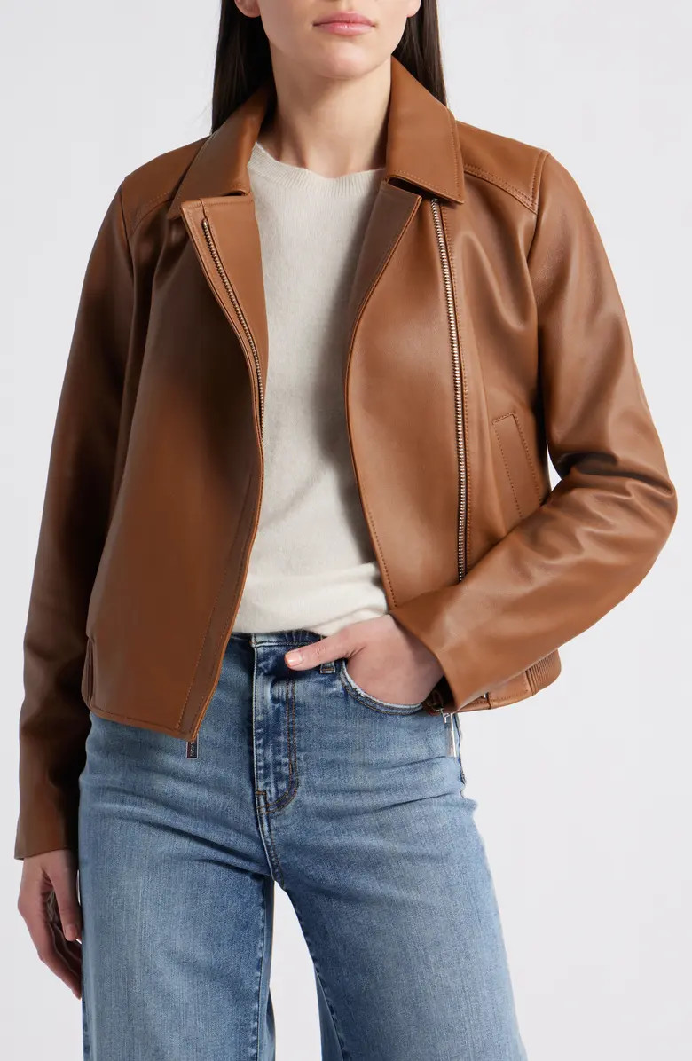 Michael Kors Moto Bomber Leather Jacket | Nordstrom | Nordstrom