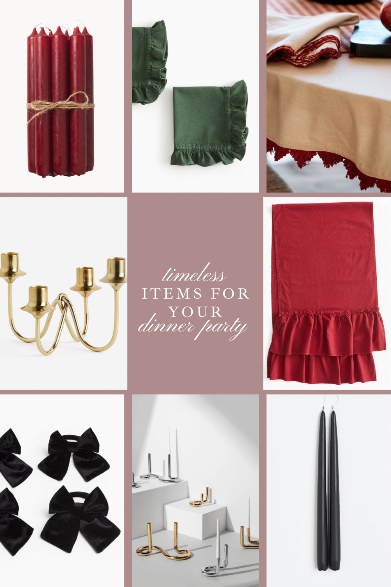 For the host or hostess 

Interior • Christmas dinner party •
Home decor • tableware • dinnerware • timeless decor • candle holder • table cloth • napkins • napkin rings 

#LTKeurope #LTKhome #LTKgiftguide