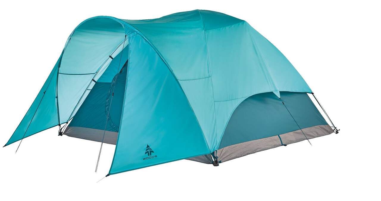 Woods Creekside 3-Season, 6-Person Camping Dome Tent w/ Canopy/Awning, Rain Fly & Carry Bag | Can... | Canadian Tire