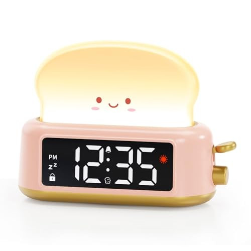 Alarm Clock for Kids, Digital Alarm Clock for Bedrooms, Cute Toast Alarm Clock with Night Light, Timer, Snooze, Adjustable Brightness, Toddler Clock Bedside, Ideal Gifts for Kids Teens Girls | Amazon (US)