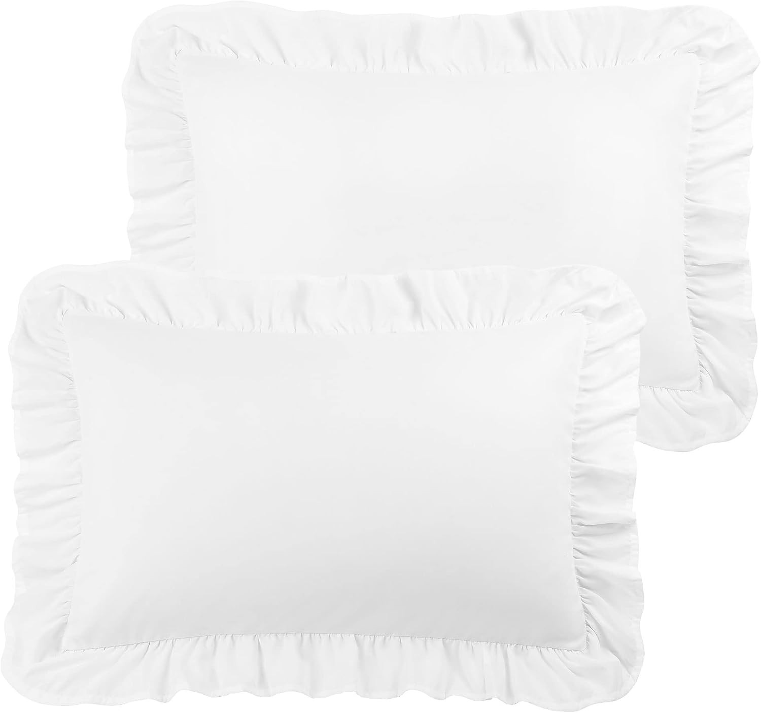 PiccoCasa Brushed Ruffle Pillowcases 2 Pack, Soft Breathable Pillow Covers with Envelope Closure, 4inch Hem Microfiber Pillow Case White 50x65cm | Amazon (UK)