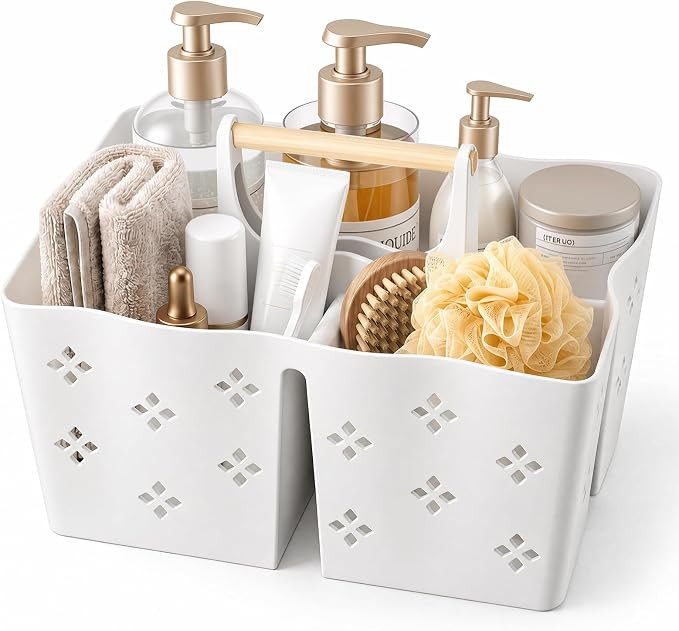 GVY Plastic Shower Caddy Portable, Large Capacity Shower Basket with Handle, Divided Bathroom Toi... | Amazon (US)
