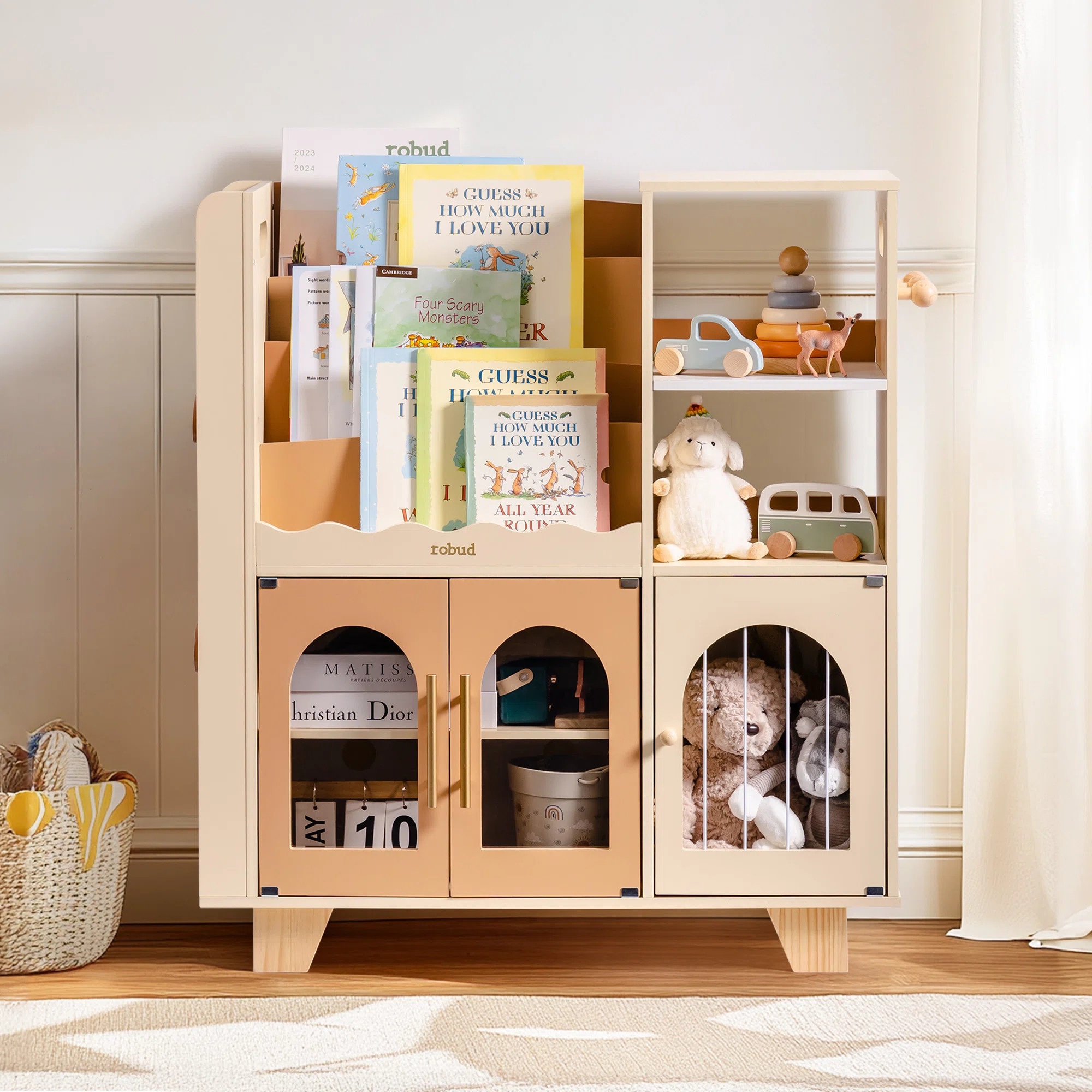Latitude Run® 35''Hx31.2''W Kids Bookshelf and Toy Storage Organizer, Organizer Cabinet, Book Di... | Wayfair North America
