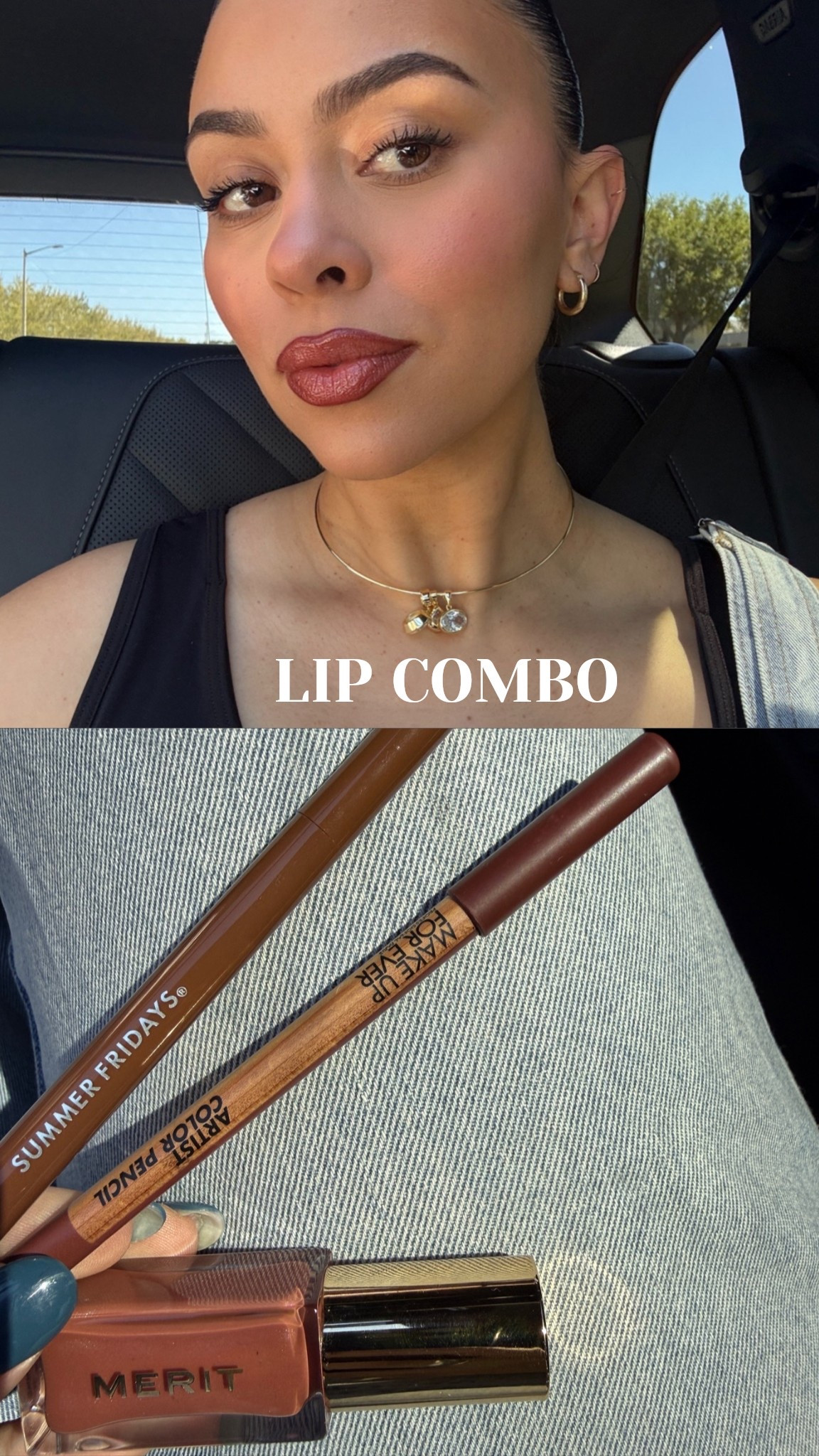 LIP COMBO 👄 

LIP STAIN : MOCHA
LIP LINER : UNIVERSAL EARTH 
LIP GLOSS : BIARRITZZ