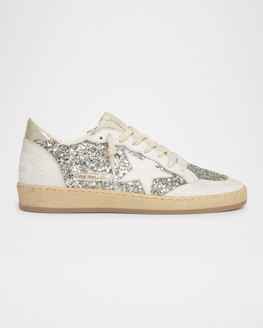 Golden Goose Ballstar Glitter Leather Low-Top Sneakers | Neiman Marcus