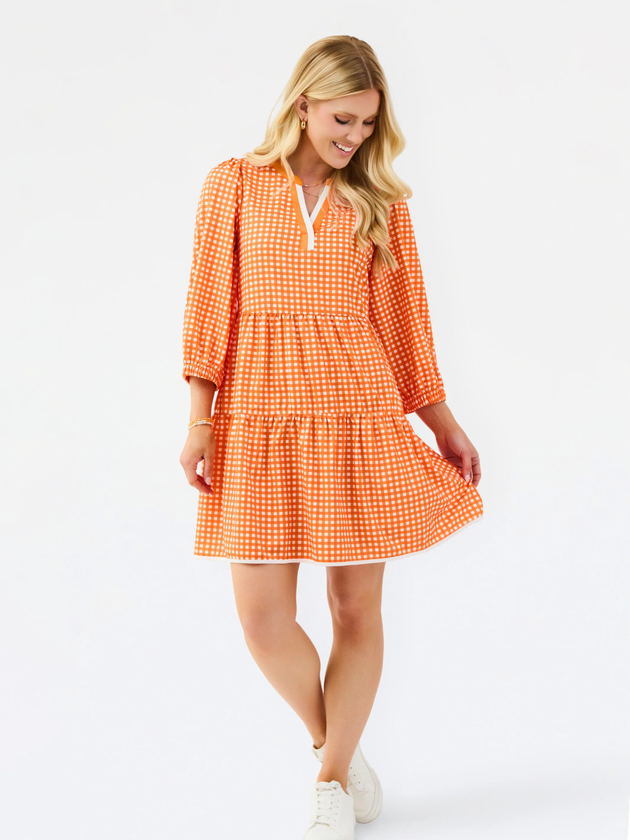 Cooper Dress | Gingham Orange + White | Mary Square