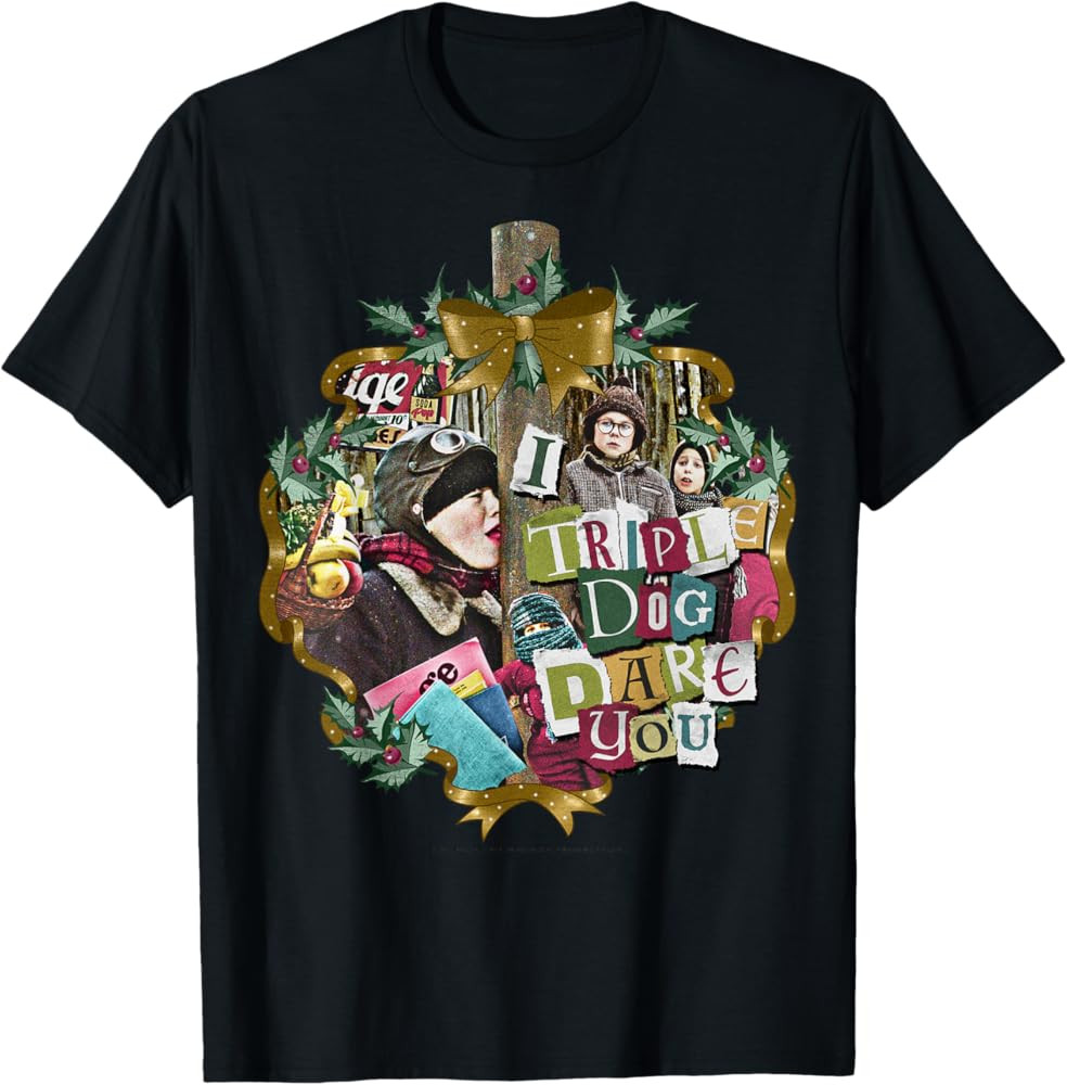 A Christmas Story I Triple Dog Dare You Collage Wreath T-Shirt | Amazon (US)