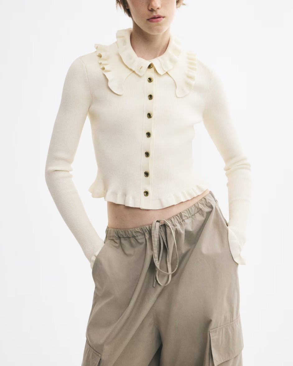 Cream ruffle collar cardigan

#LTKSeasonal