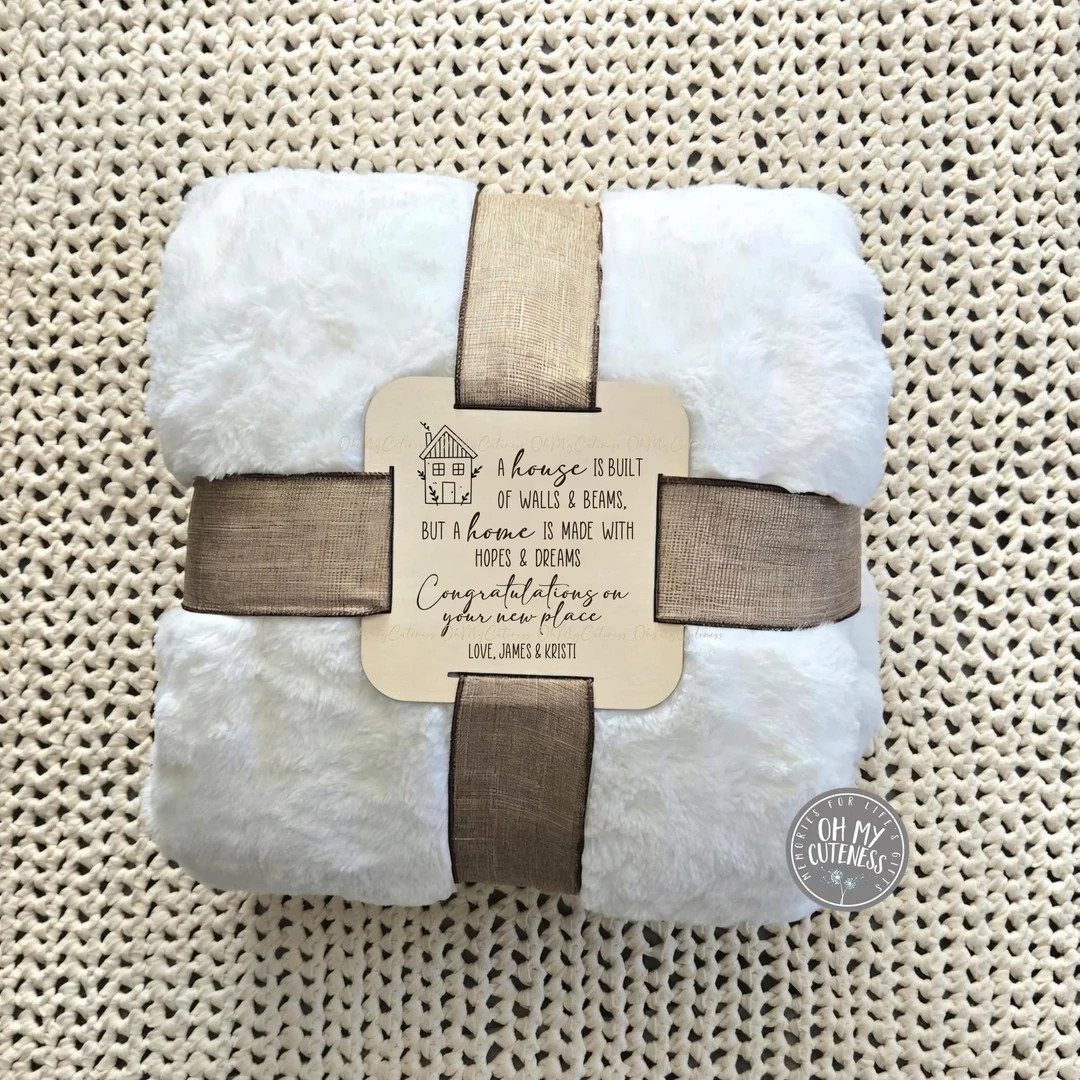 Housewarming Wood Blanket Tag for Tying With Ribbon & Gifting | New Homeowners Personalized Gift ... | Etsy (US)