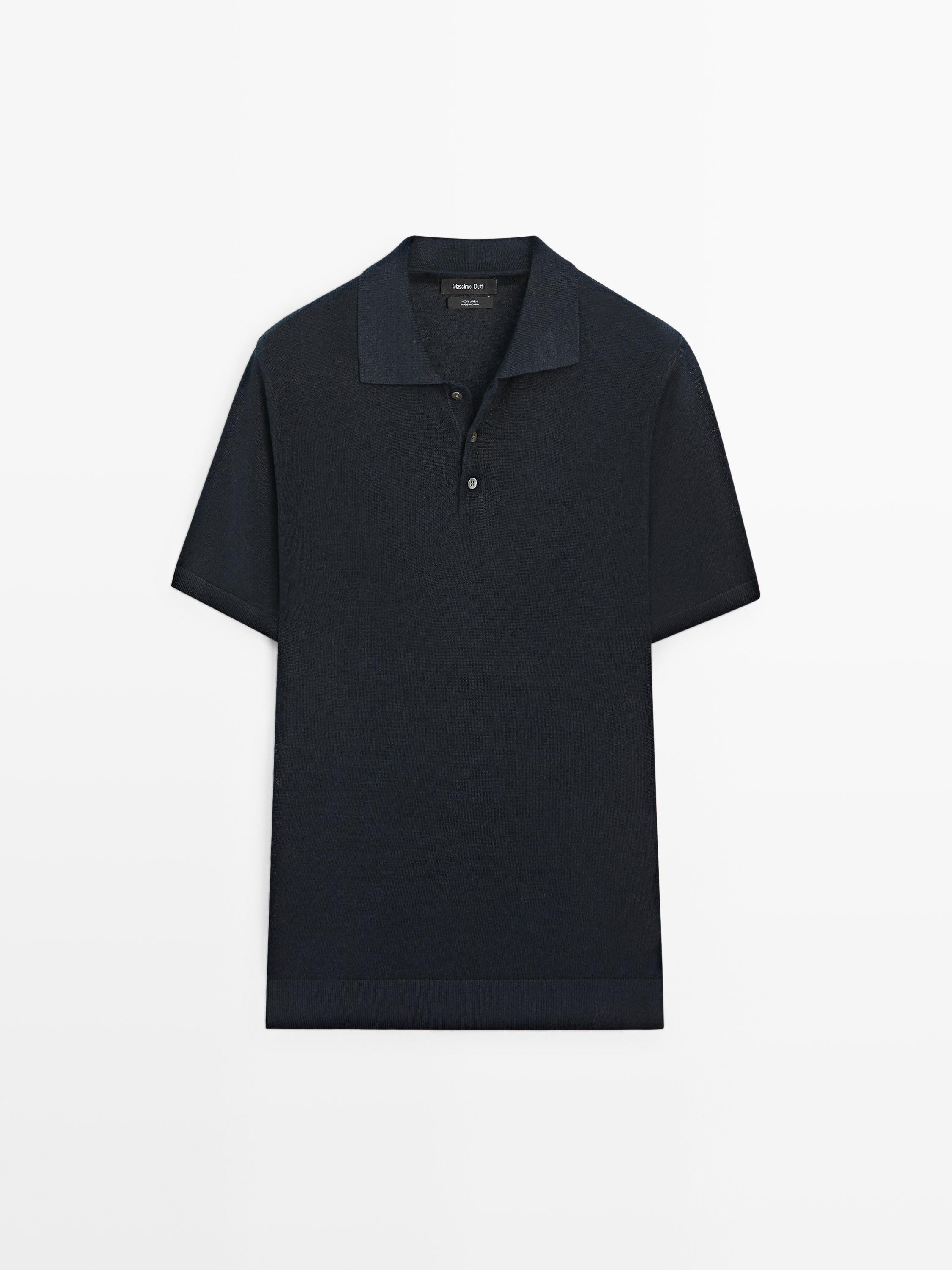 Strickpullover im Polo-Stil aus Leinen | Massimo Dutti DE
