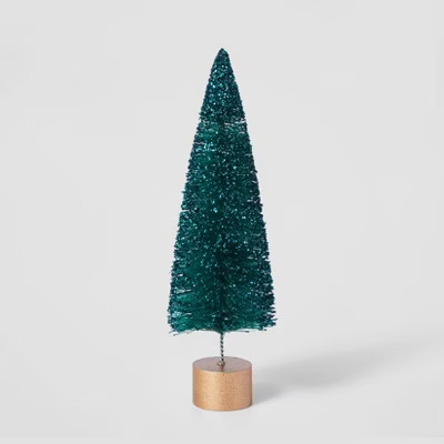 9in Bottle Brush Tree with Gold Base Decorative Figurine - Wondershop™ | Target