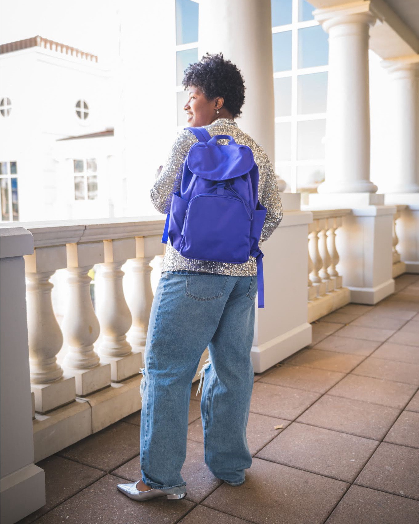 Vera Bradley backpack vibes. 💜
