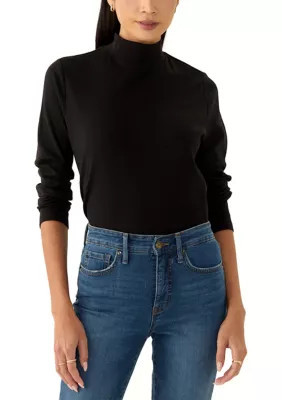 Kim Rogers Women's Petite Long Sleeve Mock Neck Knit T-Shirt, Black, PS | Belk