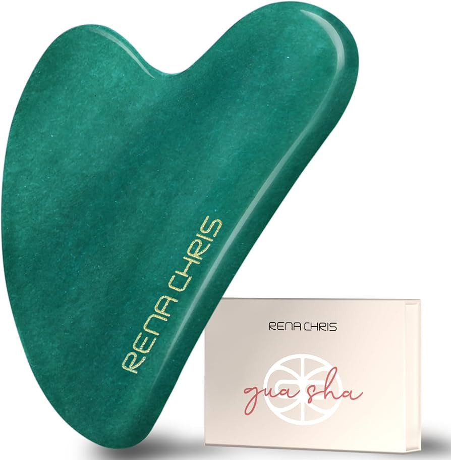 Rena Chris Gua Sha Facial Tools, Natural Jade Stone Guasha, Manual Massage Sticks for Jawline Scu... | Amazon (US)