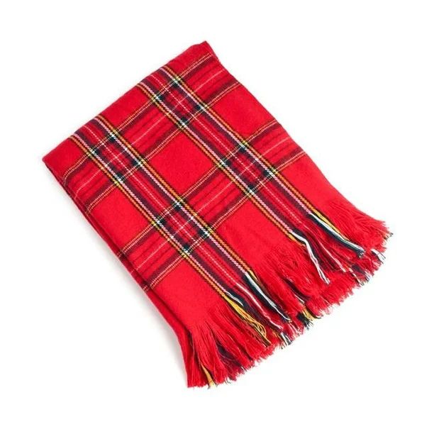 SARO TH123.R5060 Classic Red Plaid Woven Throw Blanket  Red | Walmart (US)