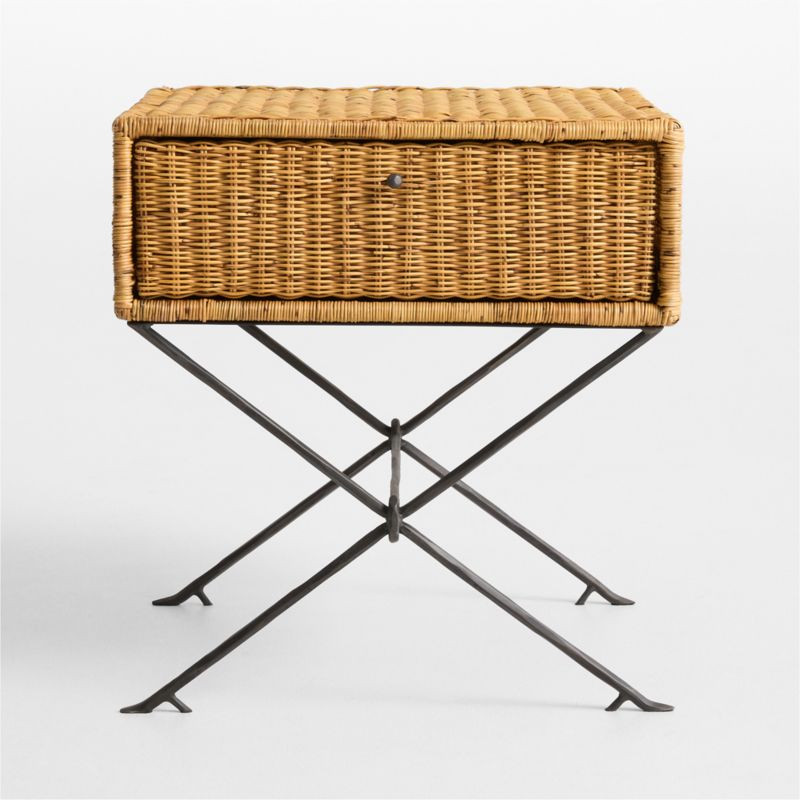 Reed Natural Wicker and Metal 20" End Table by Jeremiah Brent | Crate & Barrel | Crate & Barrel