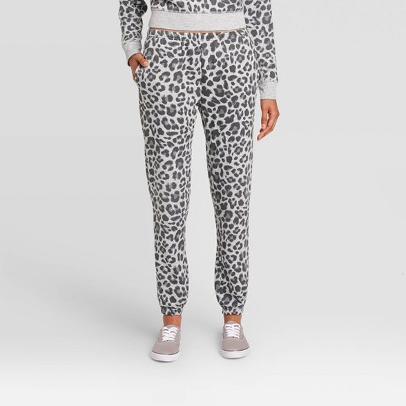 Women's Leopard Print Jogger Pants - Gray | Target