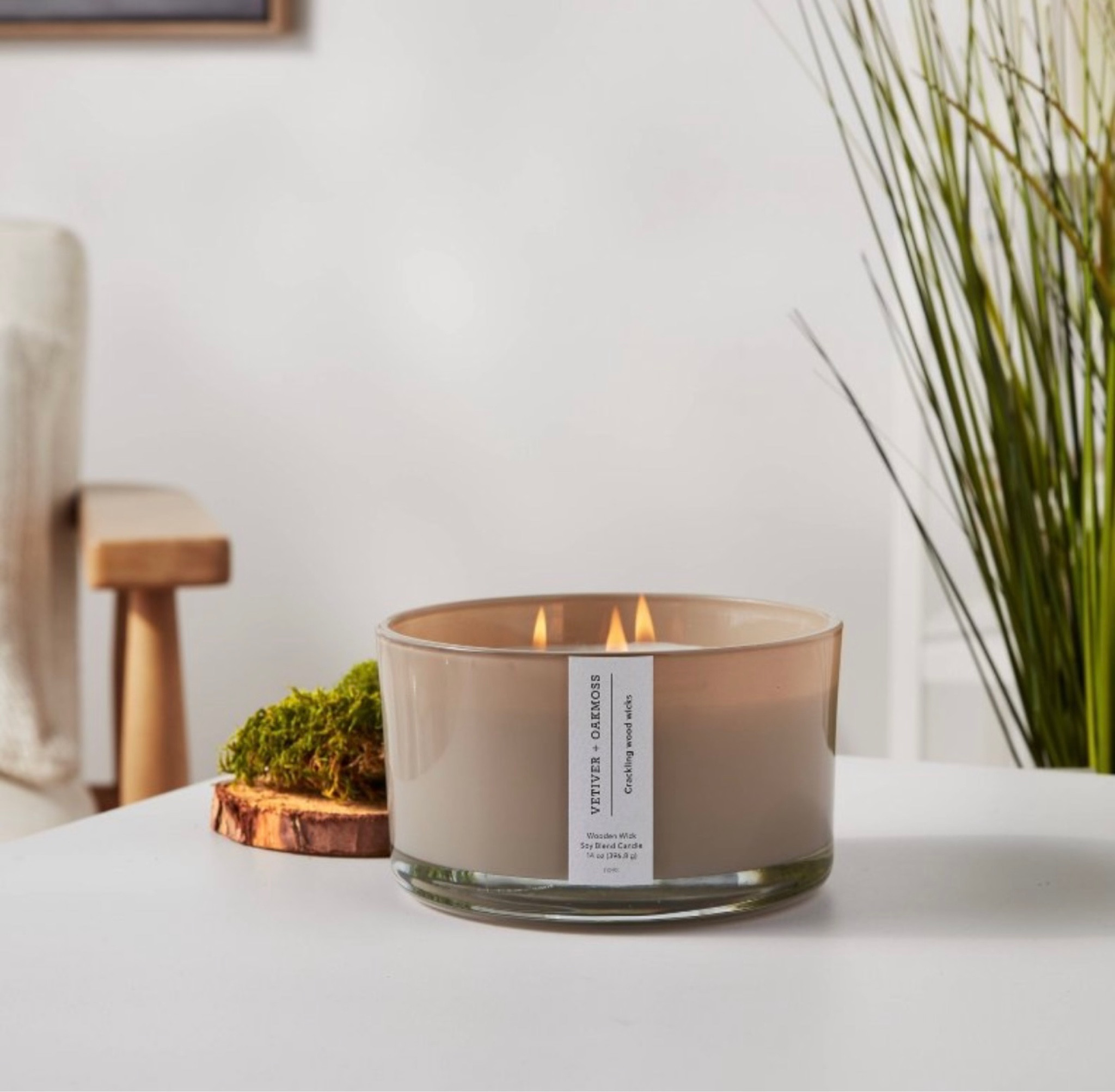 14 oz. 3 wooden wick round base glass candle. Vetiver and oak moss .. smells like heaven!

#LTKFind #LTKhome #LTKU