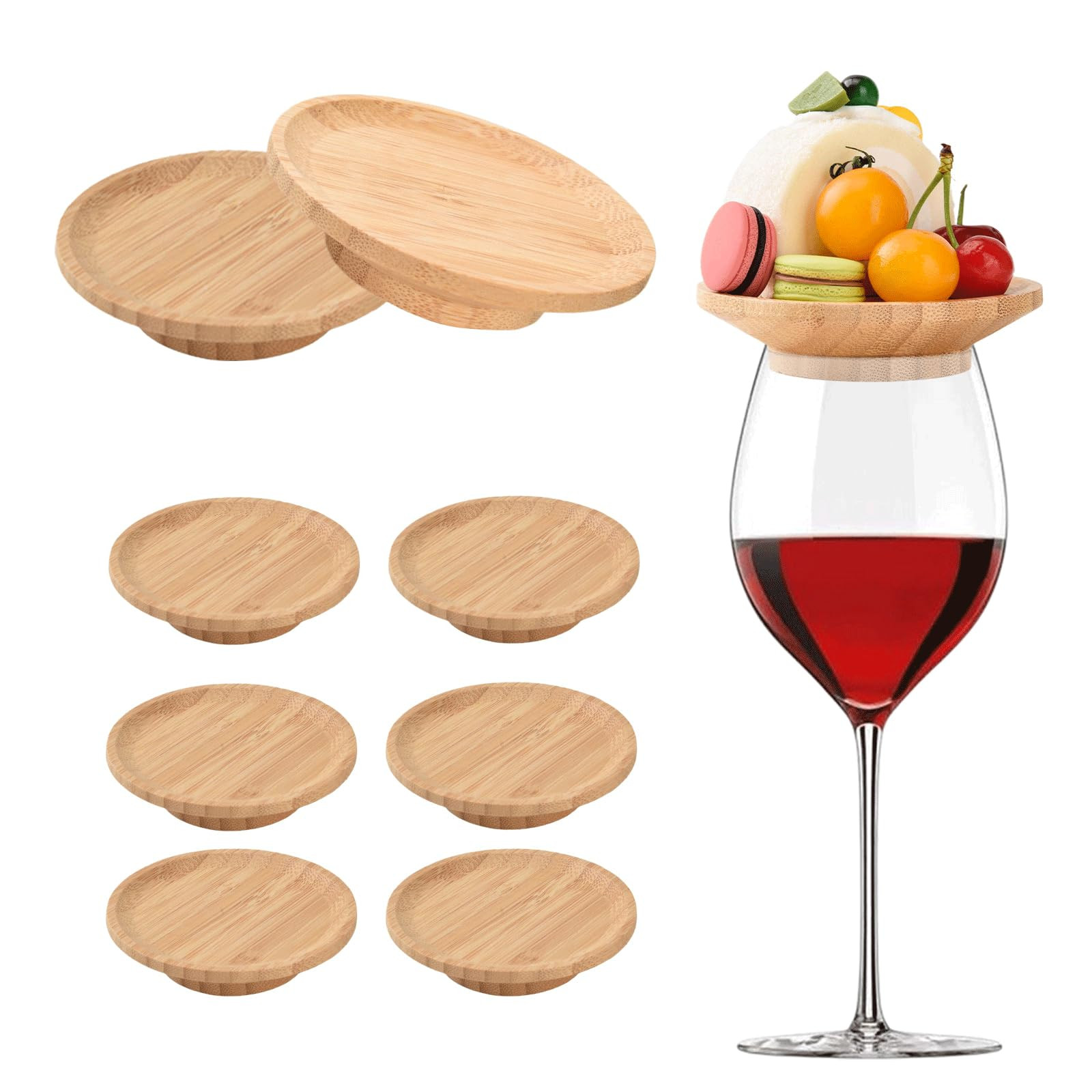 8 Pcs Wine Glass Charcuterie Topper, 4" Mini Charcuterie Boards, Wine Appetizer Plates for Family... | Amazon (US)