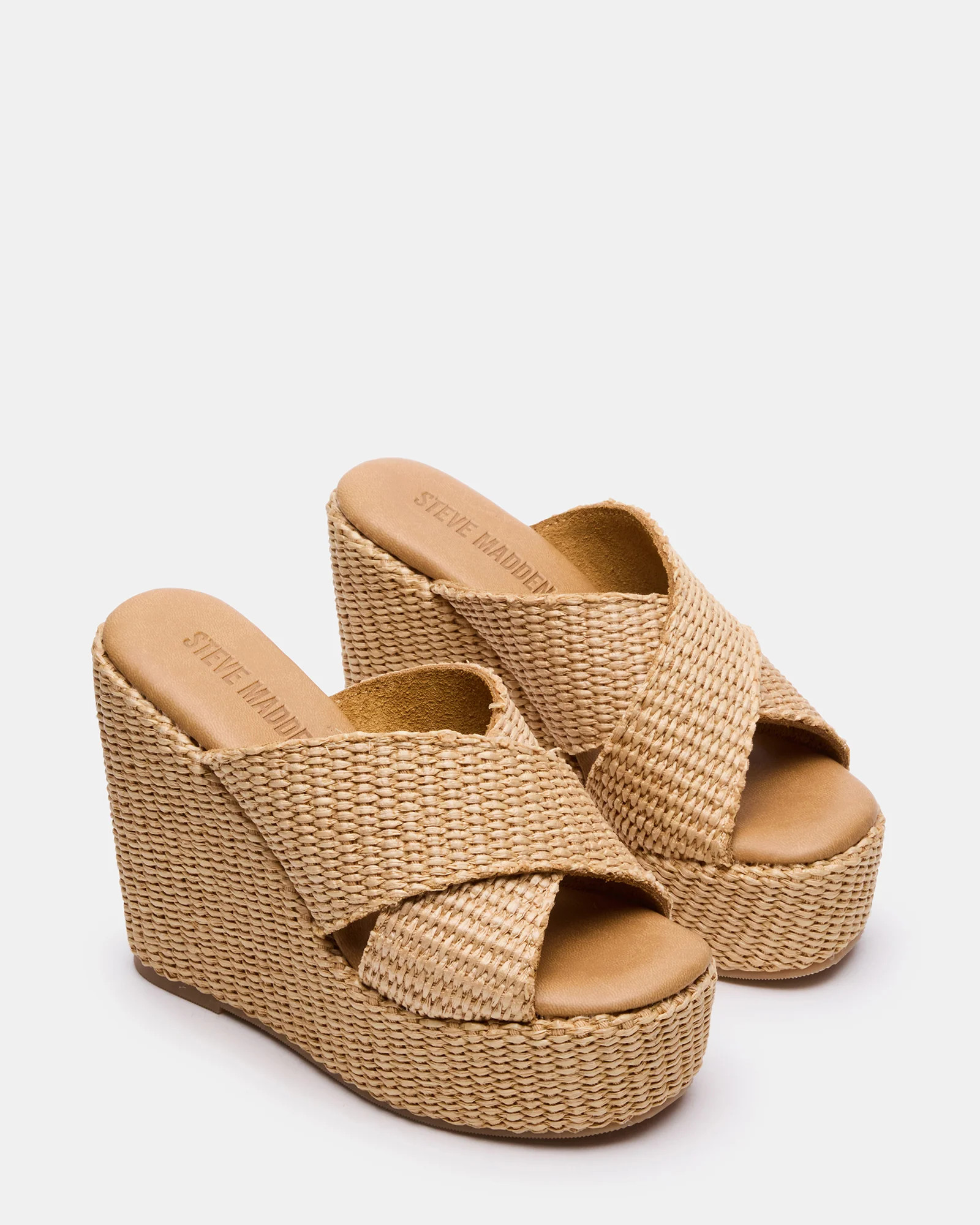 CERCEI Natural Raffia Platform Square-Toe Wedge Women's Sandal | Steve Madden (US)