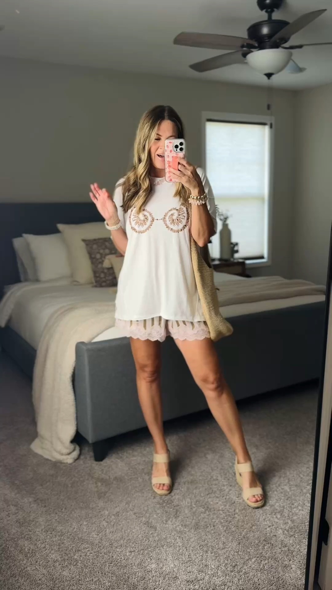 Cutest easy summer fit @Aerie 
Wearing smalls in top and shorts. They fit generously and true to size. Bag is @Quince Jewelry @ALLIE+BESS

#LTKSaleAlert #LTKOver40 #LTKSeasonal