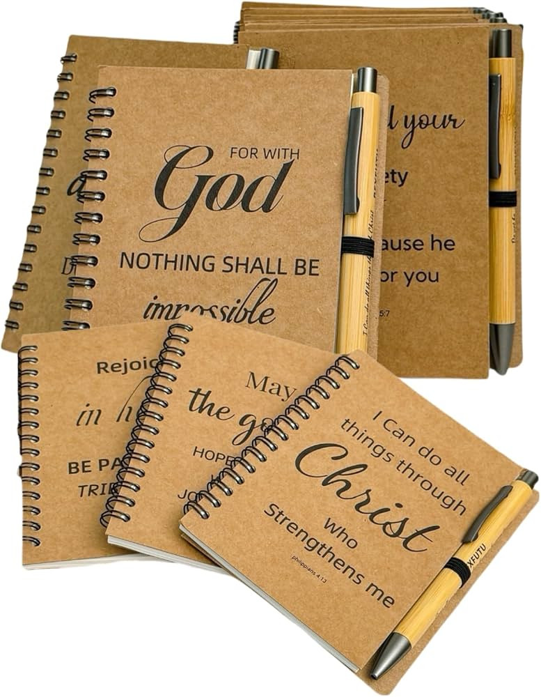 20pcs/10sets Bulk Christian Gift Spiral Notebooks with Bible Bamboo Pen Prayer Journal for School... | Amazon (US)