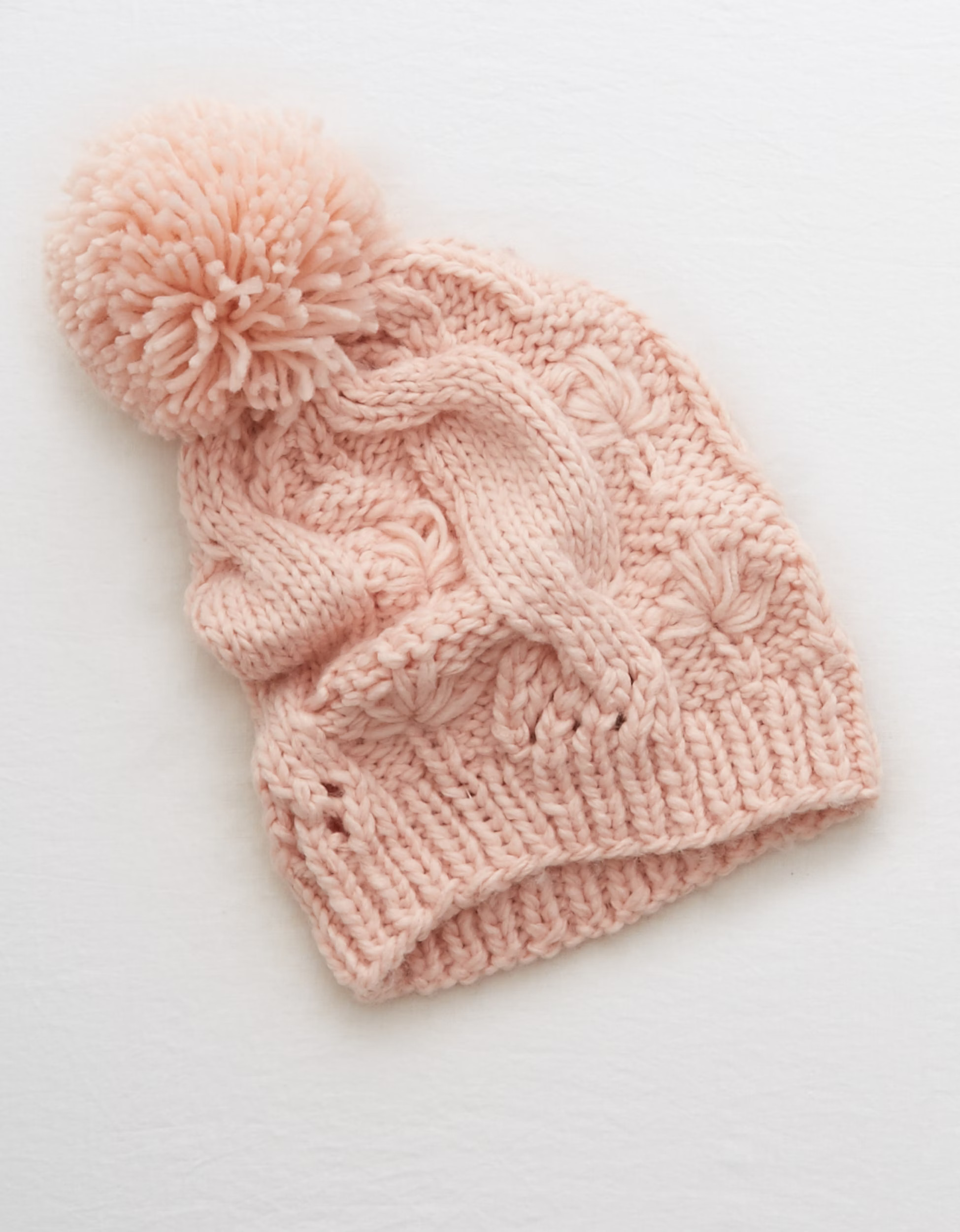 Aerie Pom-tastic Cable Beanie, Wishful Rose | American Eagle Outfitters (US & CA)