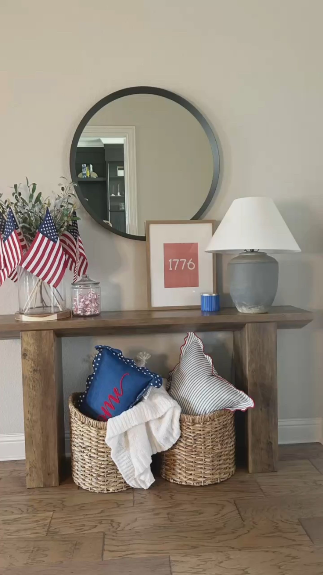 AMERICANA ENTRYWAY
It was time for a new entry table, and this one is so unique especially given its low price point!

I took the opportunity to reset this space for the Summer holidays, like 4th of July and Labor Day. 


#LTKStyleTip #LTKHome #LTKSummerEdit