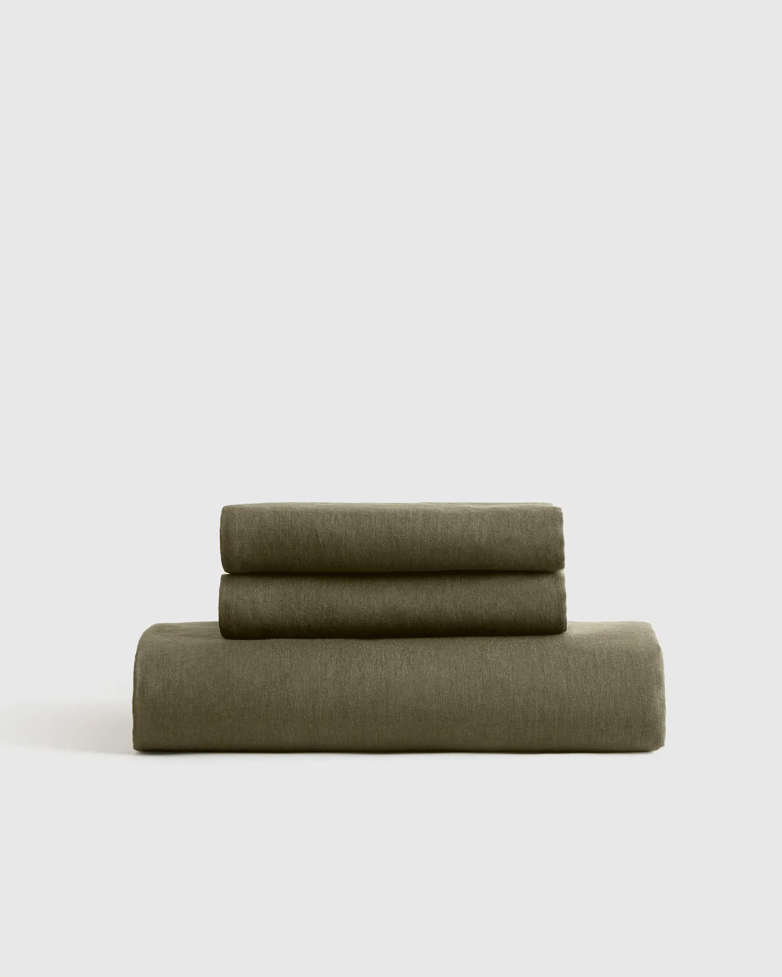 European Linen Fitted Sheet Set in Dusty Olive | Quince
