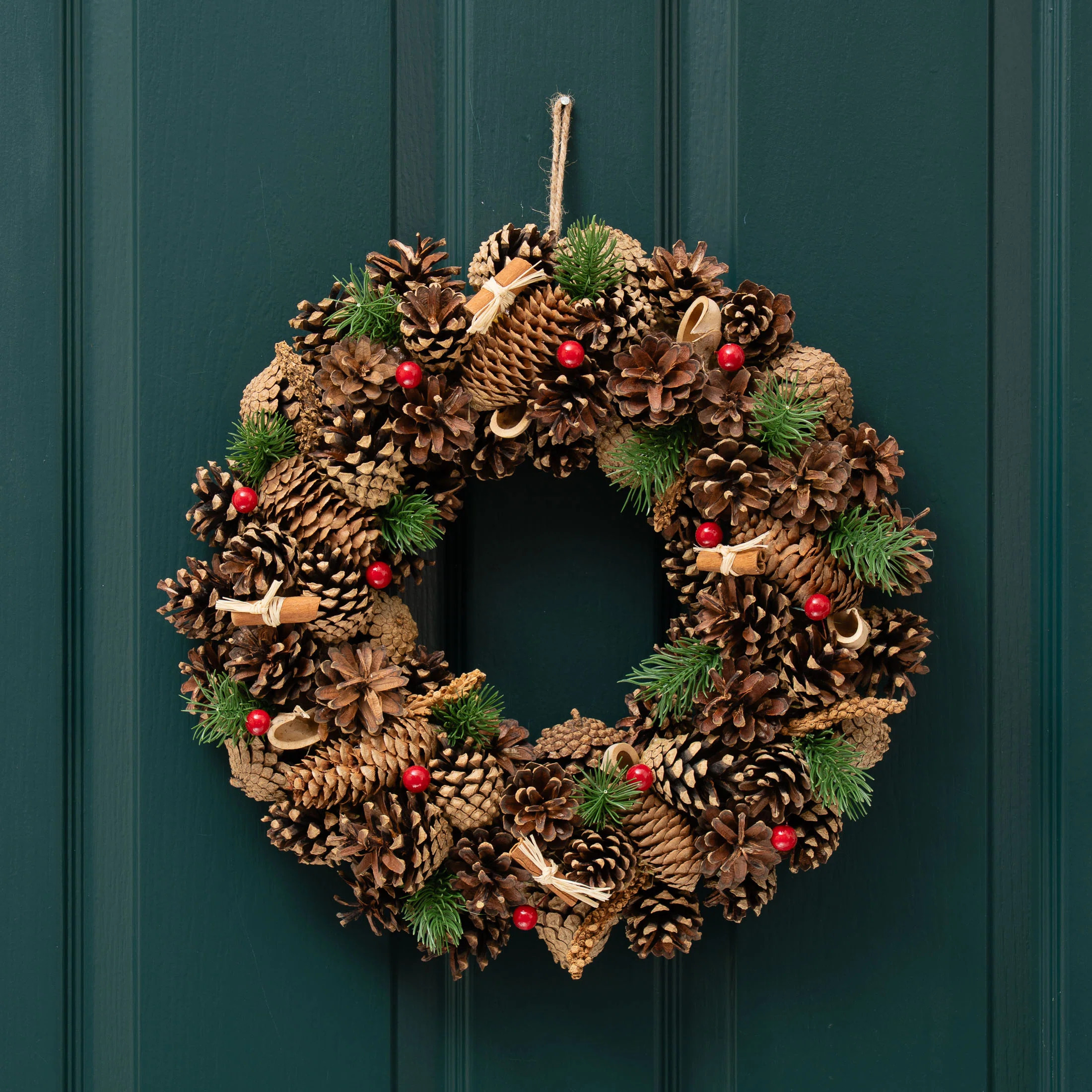 41cm Traditional Pinecone Wreath with berries | Wayfair UK