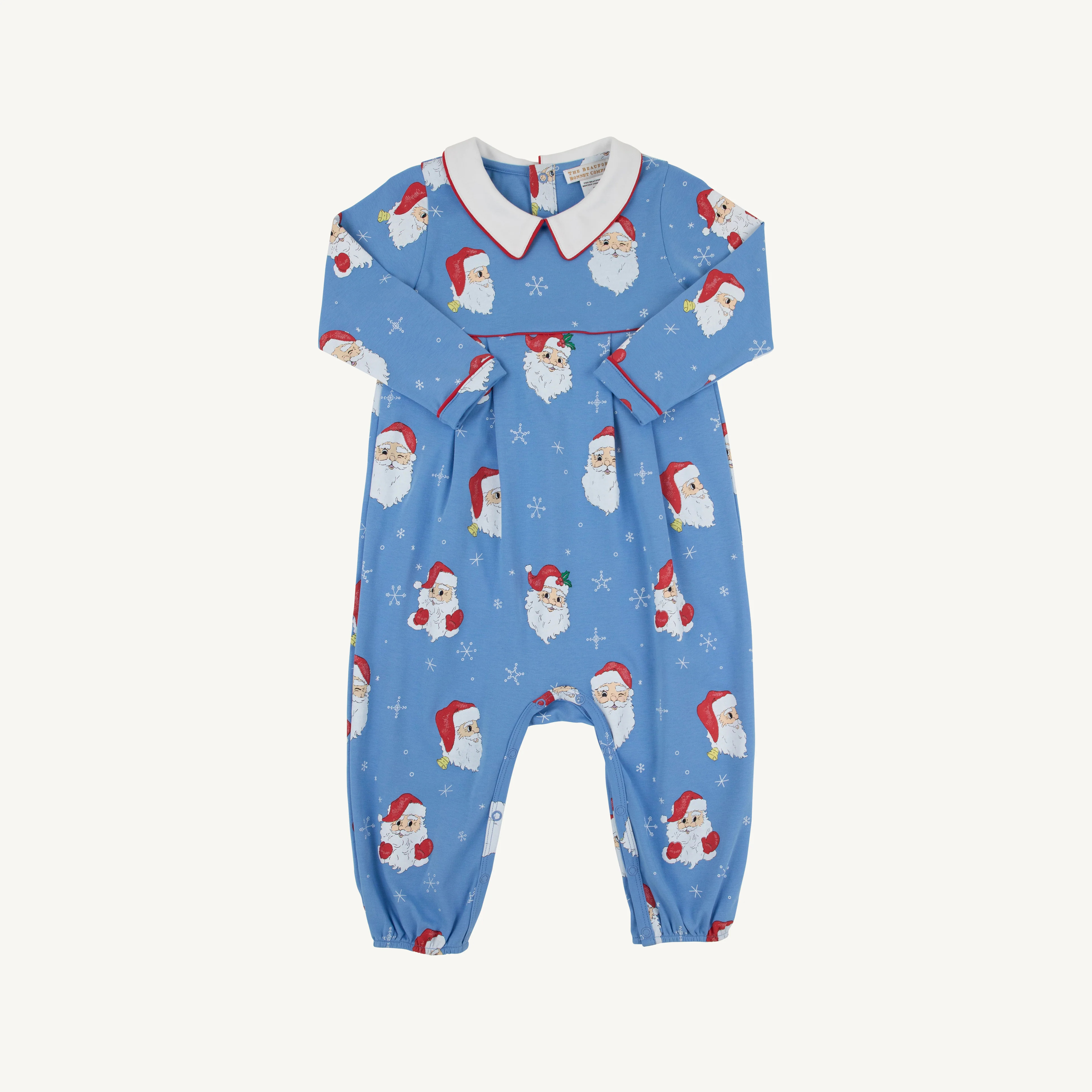 Long Sleeve Bradford Romper - Dear Santa (Barbados Blue) with Worth Av | The Beaufort Bonnet Company