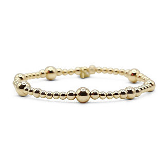 Non-Tarnishing Gold filled, 3mm, 4mm, 5mm, & 6mm Gold Ball Stretch Bracelet | Macys (US)