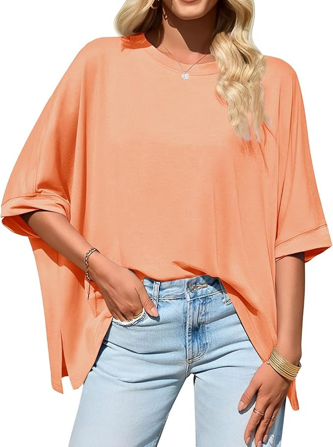 Bestsister Womens Oversized Tshirts Batwing Short Sleeve BaggyTops Summer Loose Fit Tunic Tee Plu... | Amazon (US)