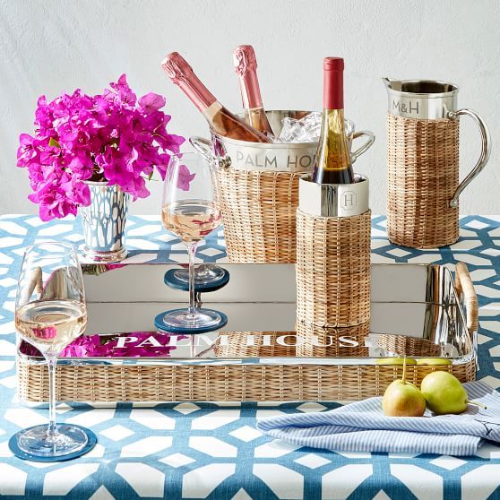 Silver and Wicker Serving Tray | Mark and Graham