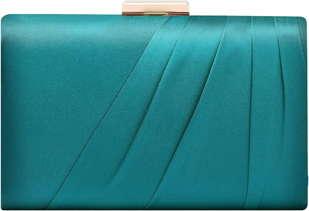 Pleated Satin Clutch Purse For Women Wedding Bridal Clutch Bag Prom Party Clutch | Amazon (US)
