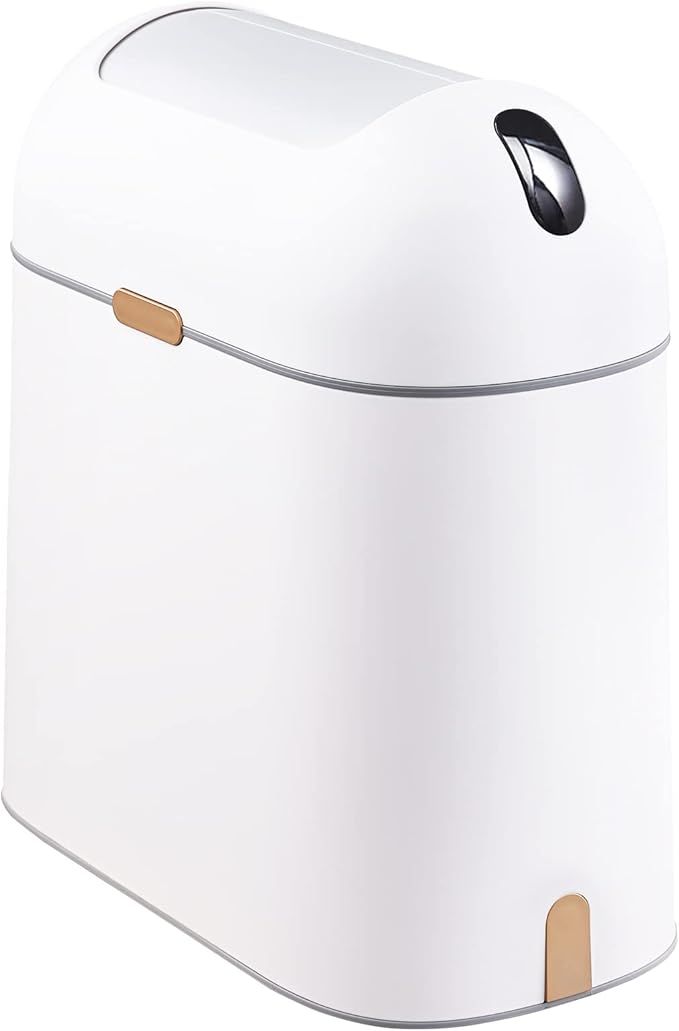 ELPHECO Motion Sensor Bathroom Trash Can, 2.5 Gallon Waterproof Trash Bin with Butterfly lid, Bat... | Amazon (US)
