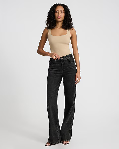 Body Contour Stretch Cotton Square Neck Tank | Express